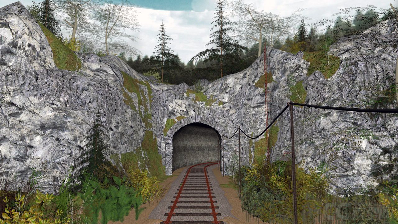 现代系列——火车轨道 山洞铁轨 火车隧道 隧道入口 山岭隧道 大峡谷