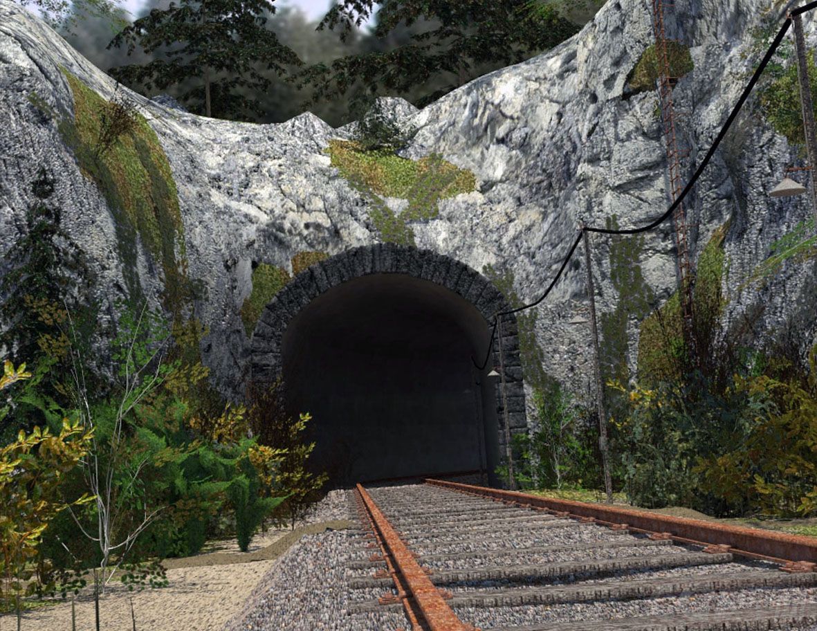 山洞铁轨 火车隧道_xkl0911作品_场景自然场景_cg模型网