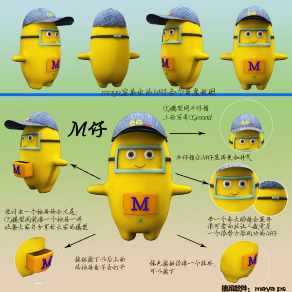 CG模型网吉祥物征集大赛-30号作品：M仔