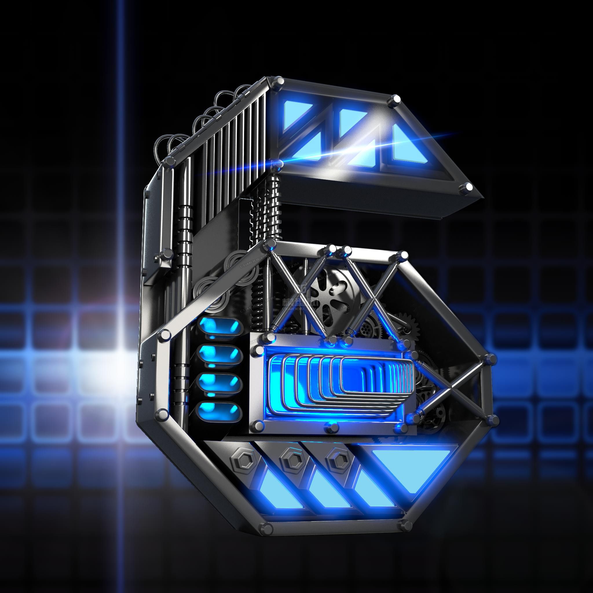 机械数字, 机械6, 机械设计6, 科技感数字6, 机械数字6