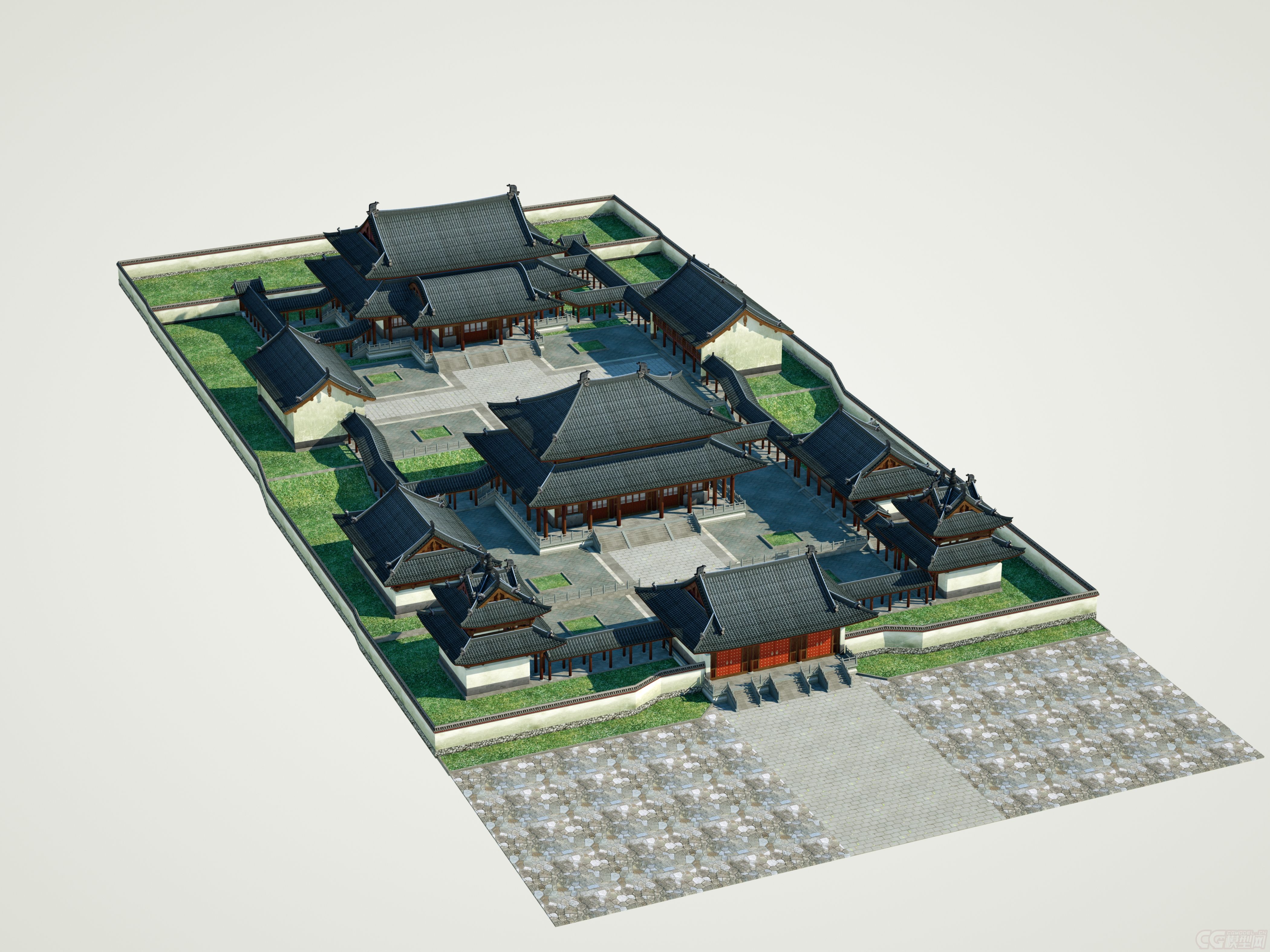 防宋道观建筑场景_0风道人0作品_场景自然场景_cg模型网