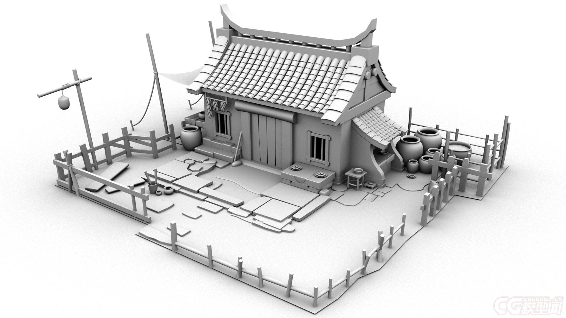 新人作品 求指点模型-古代场景模型库-模型下载-cg模型网