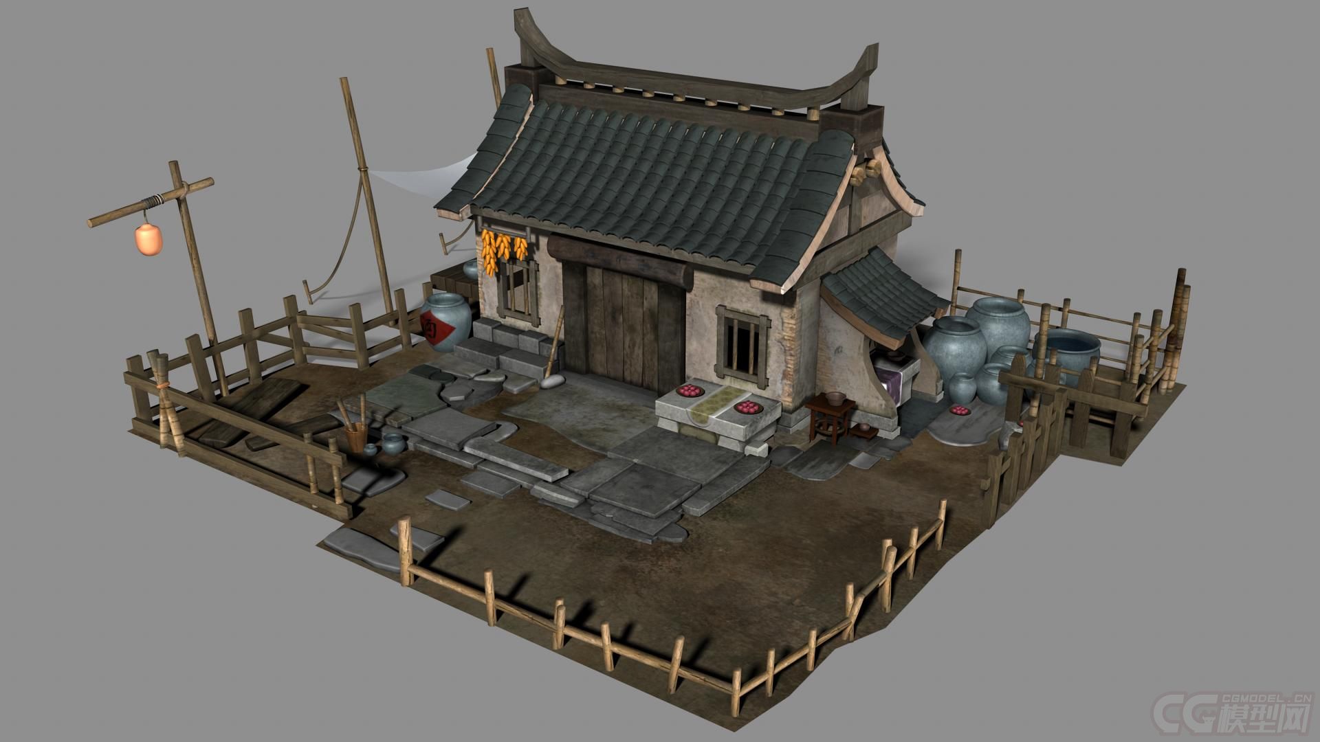 新人作品 求指点模型-古代场景模型库-模型下载-cg模型网