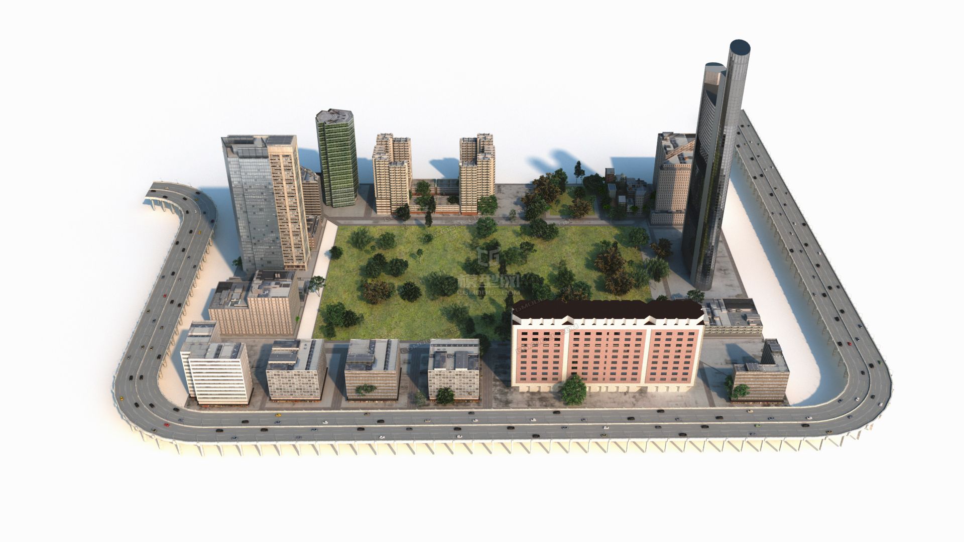 中心城市建筑群,经济中心cbd_jay103438作品_场景自然场景_cg模型网