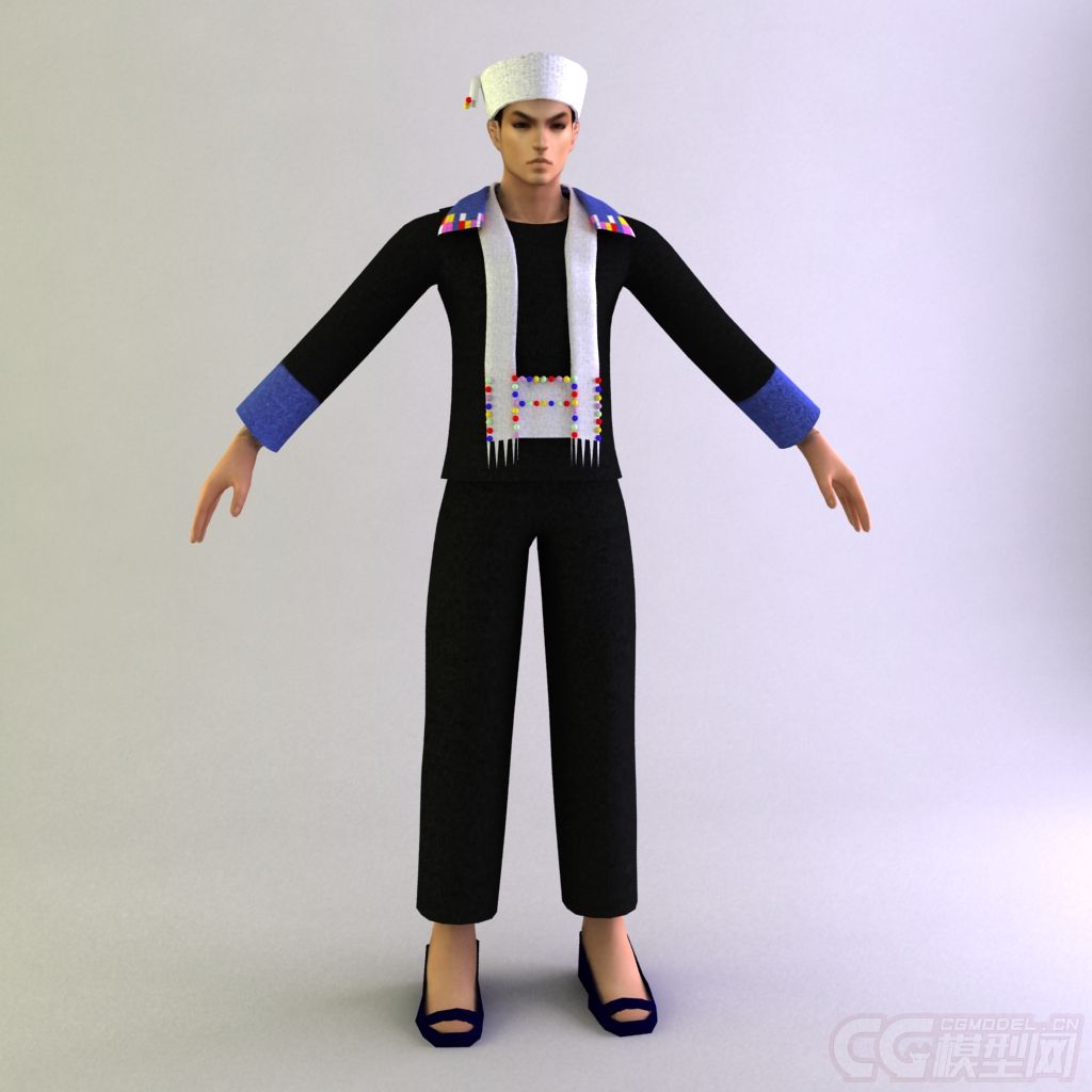 德昂族男士服装 少数民族模型