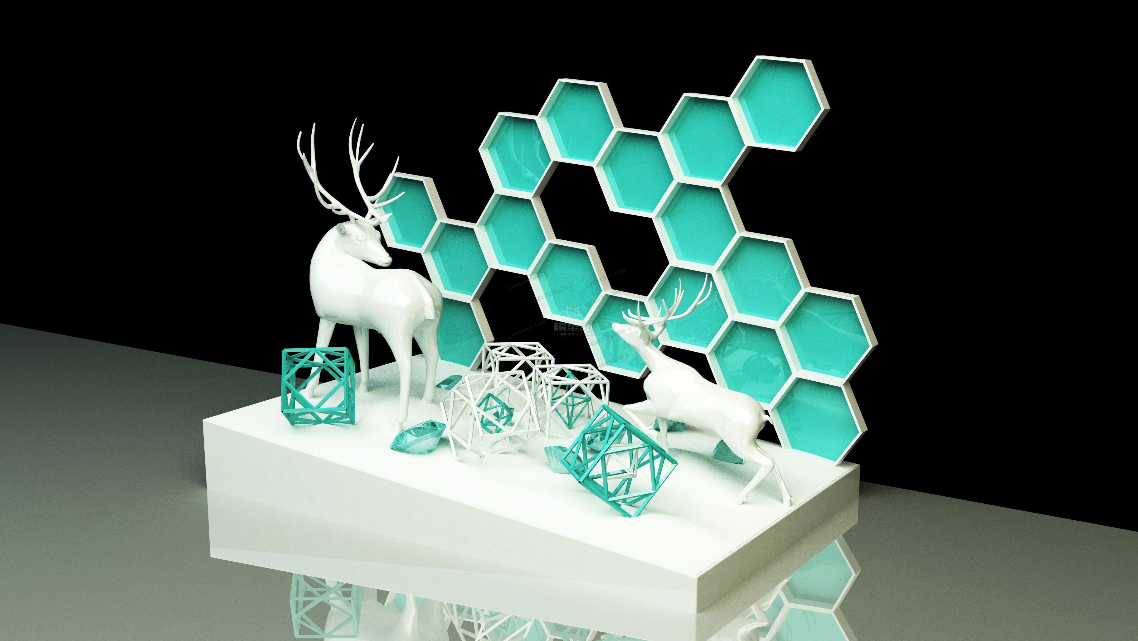 美陈dp 造型 艺术抽象 现代感 鹿