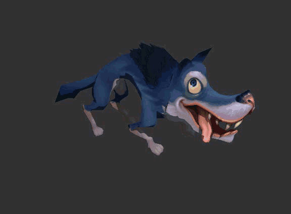 卡通大灰狼狼狗小狗狼犬灰狼豺狼恶犬带绑定有动画