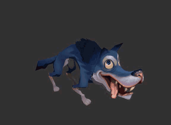 卡通大灰狼狼狗小狗狼犬灰狼豺狼恶犬带绑定有动画