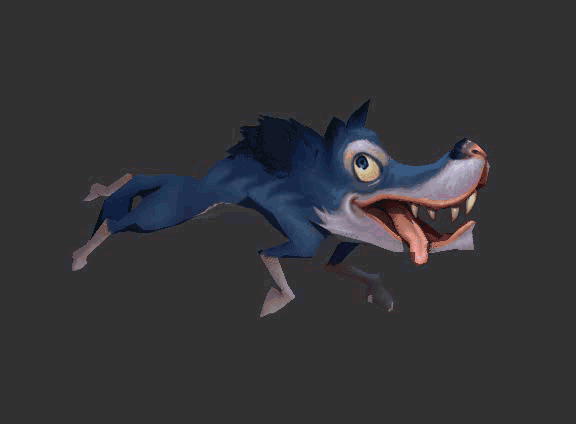 卡通大灰狼狼狗小狗狼犬灰狼豺狼恶犬带绑定有动画