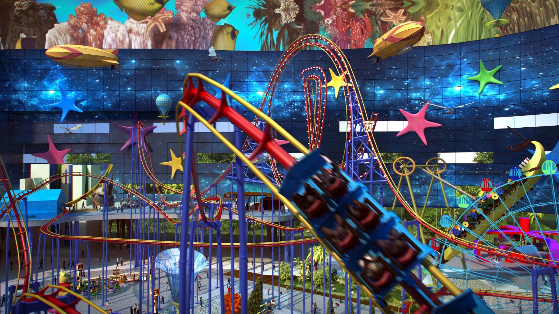 过山车游乐场-自然场景-场景-oduok-cg模型网