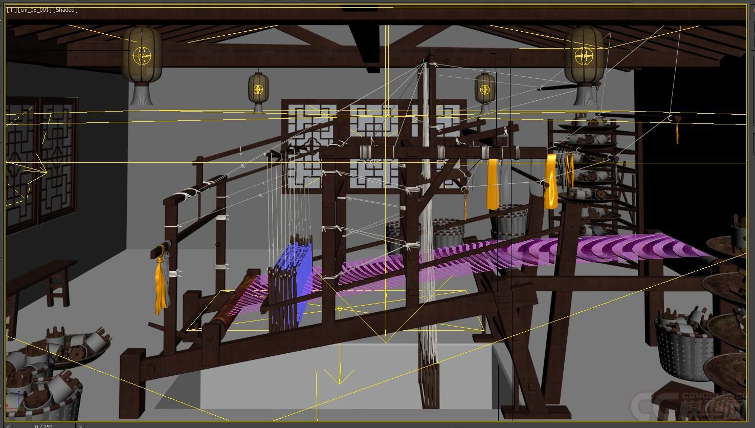 织布机,古代织布机,纺织,纺织房_zhuanyeshangchu作品_场景自然场景