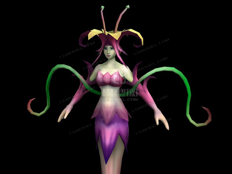 百花仙子花仙子树妖花妖带绑定有动画