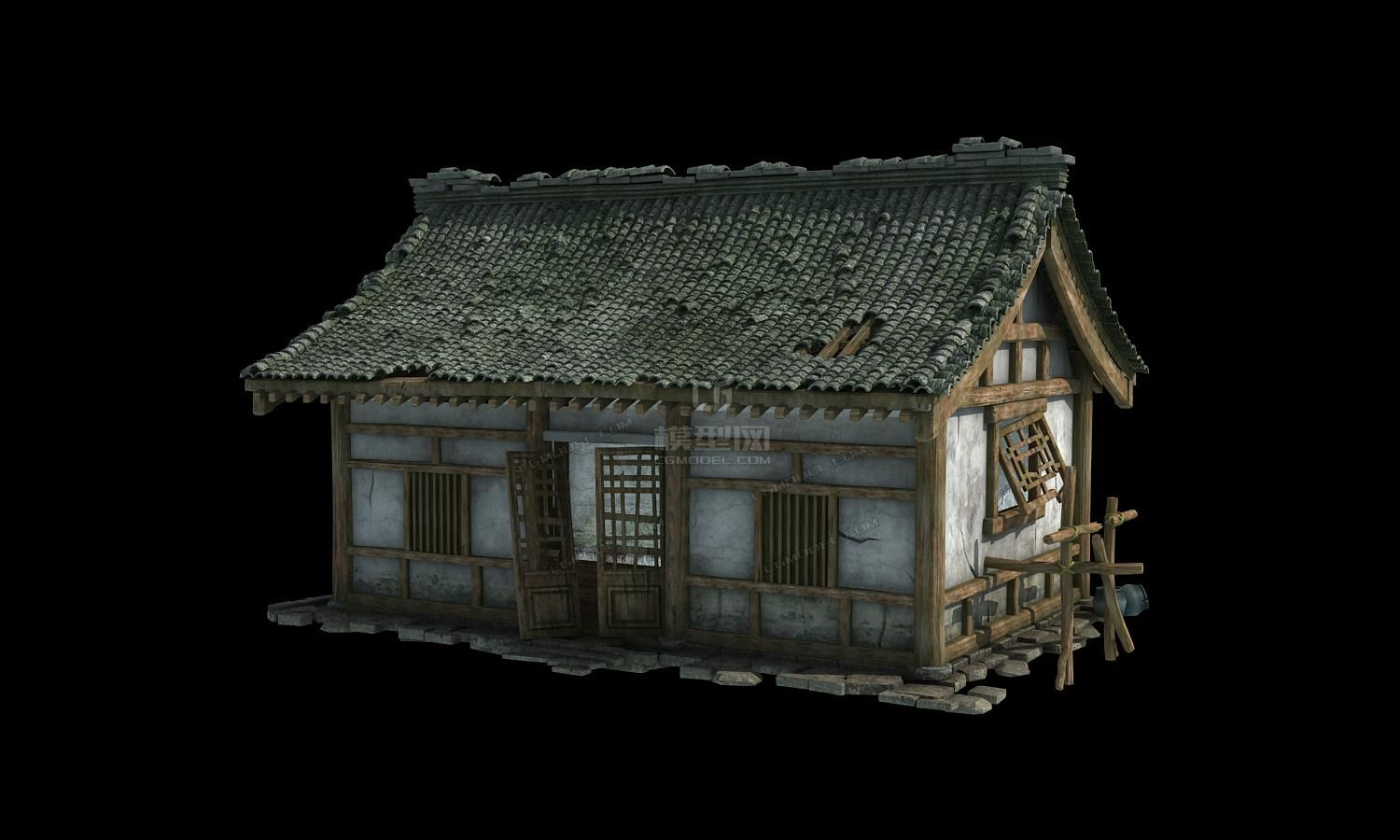 破房子 柴房民房民居高模_圆脸大叔作品_场景古代场景_cg模型网