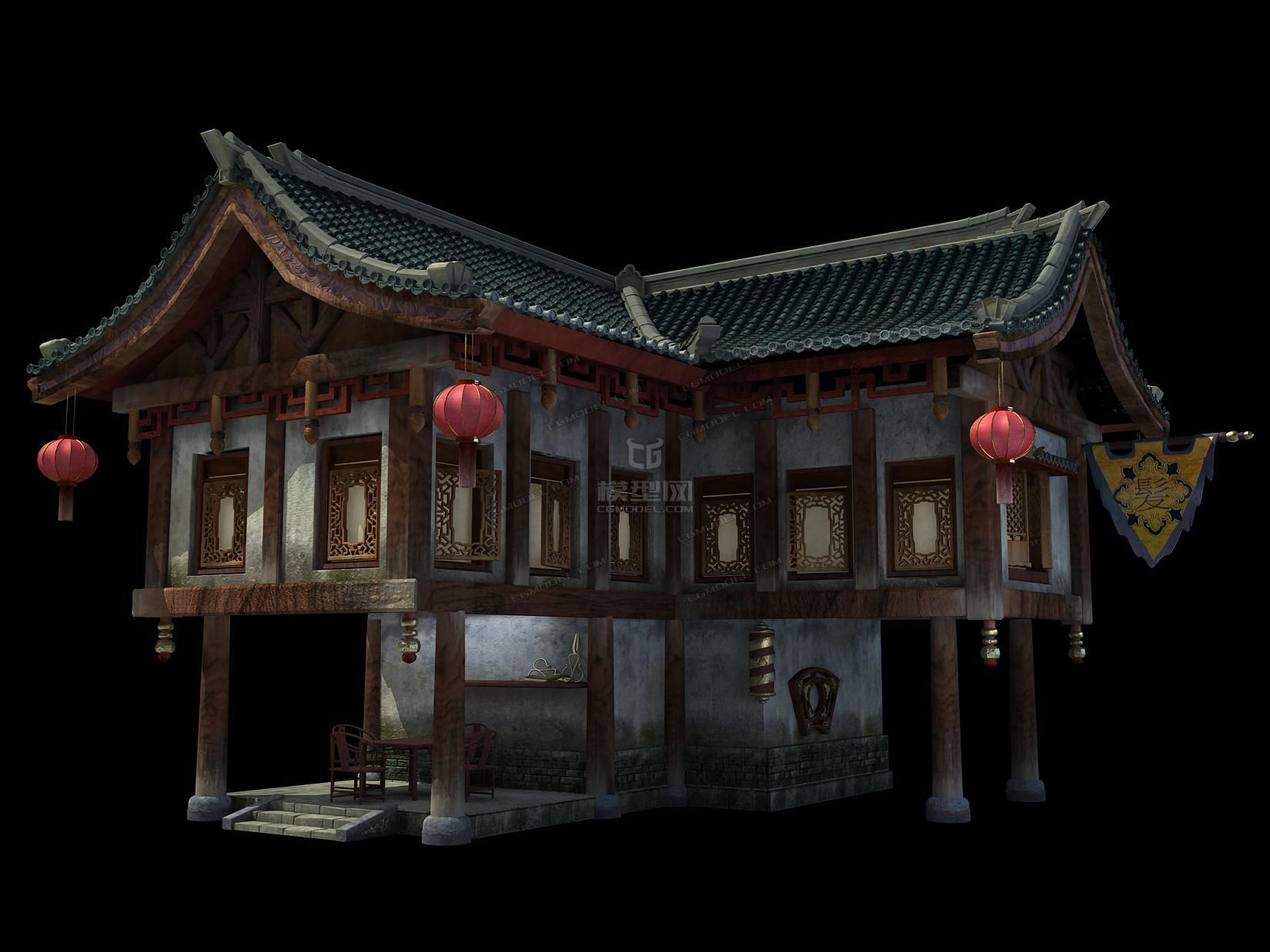 古建酒楼花楼茶楼 高模