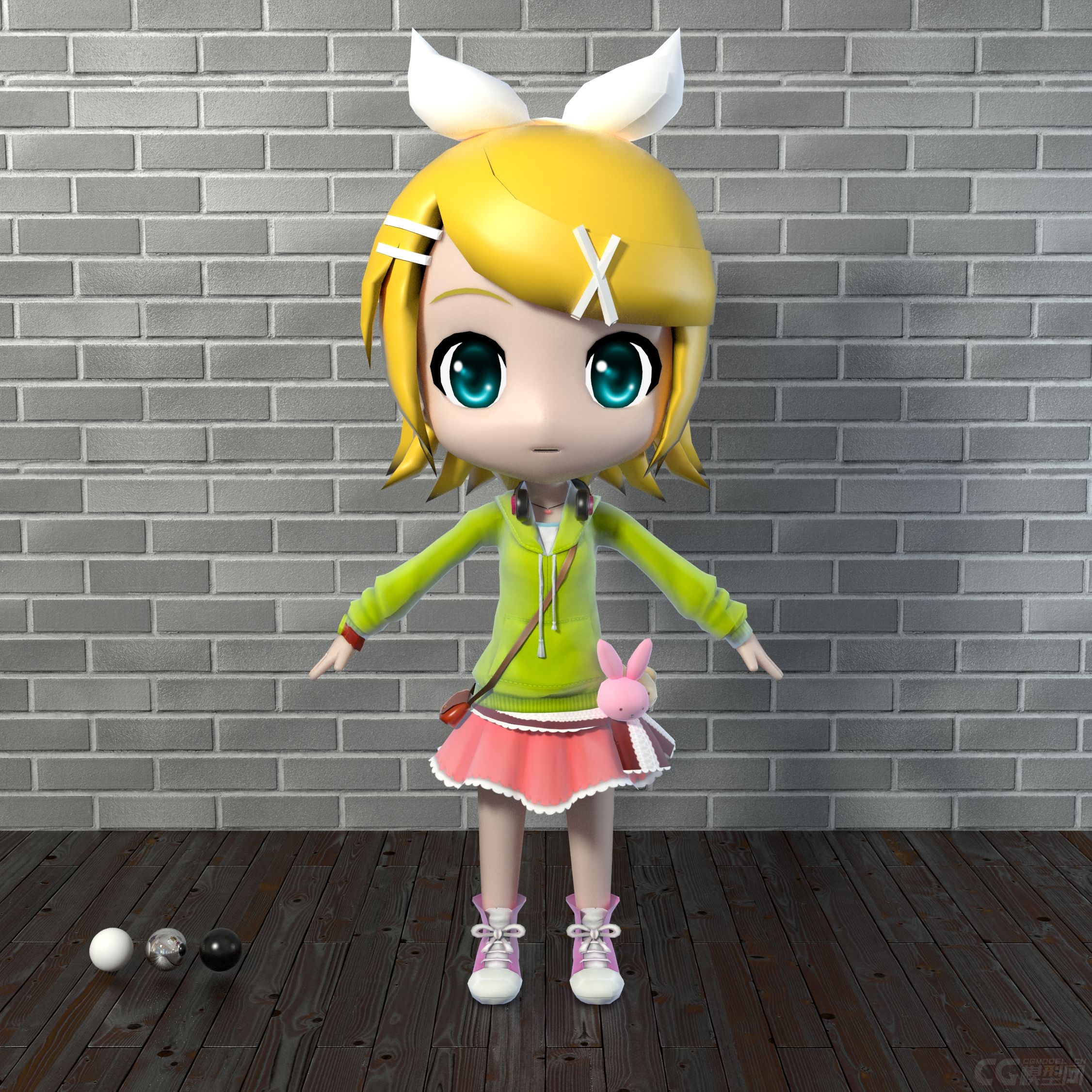 四个q版人物-卡通女孩-卡通模型-卡通角色-卡通人物-日漫 轻音少女米