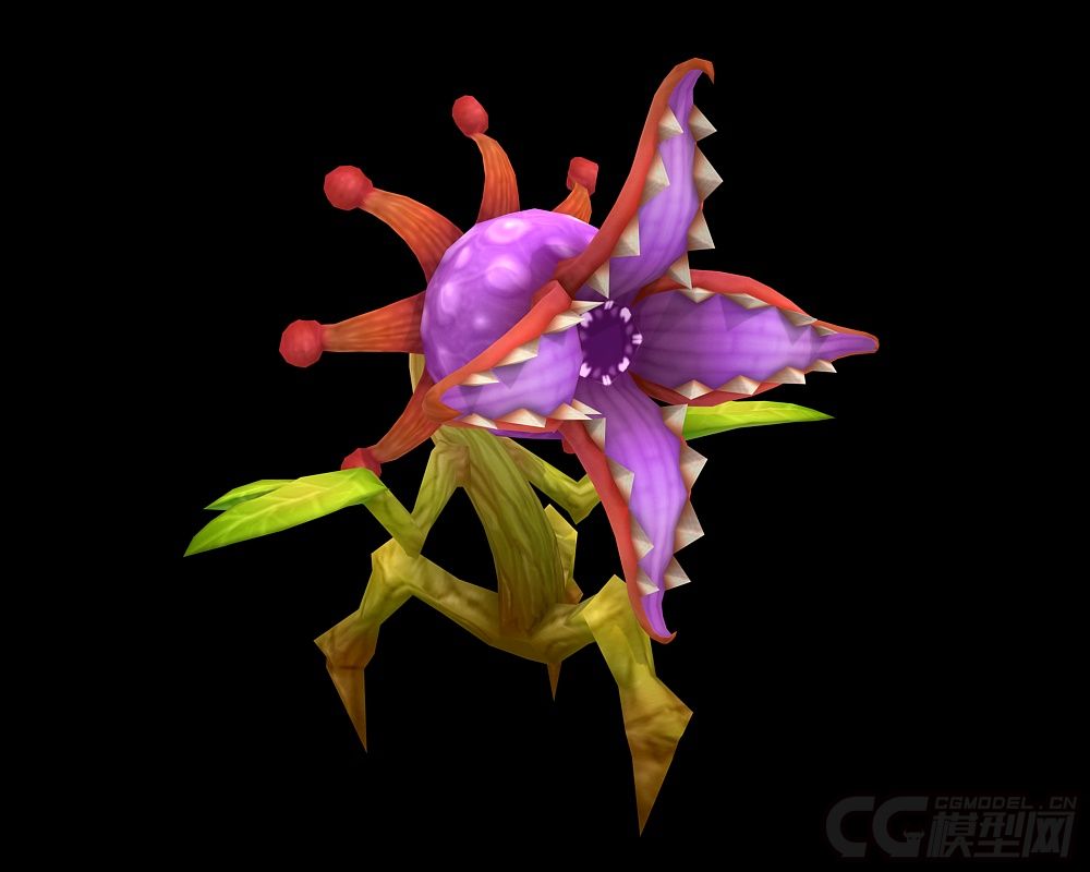 漂亮的食人花 花朵 带刺的花  植物 带绑定有动画