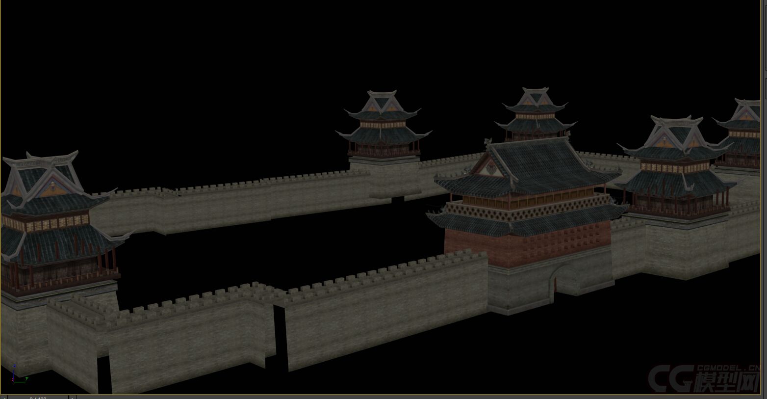 城楼城墙模型-古代场景模型库-模型下载-cg模型网