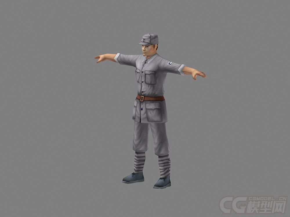 八路军 带绑定 动画_hilily作品_人物孩子-女_cg模型网