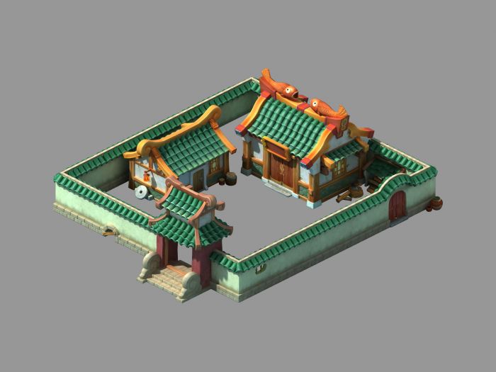 古代q版风格庭院