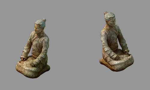中国古代盘腿坐姿男性陶俑