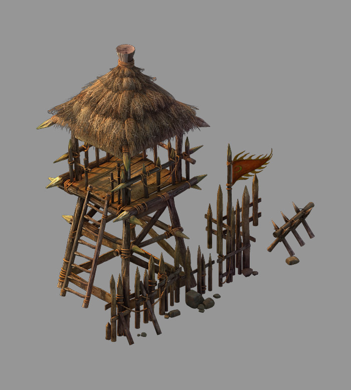 坚固的木质哨塔_sifangping 作品_场景古代场景_cg模型网