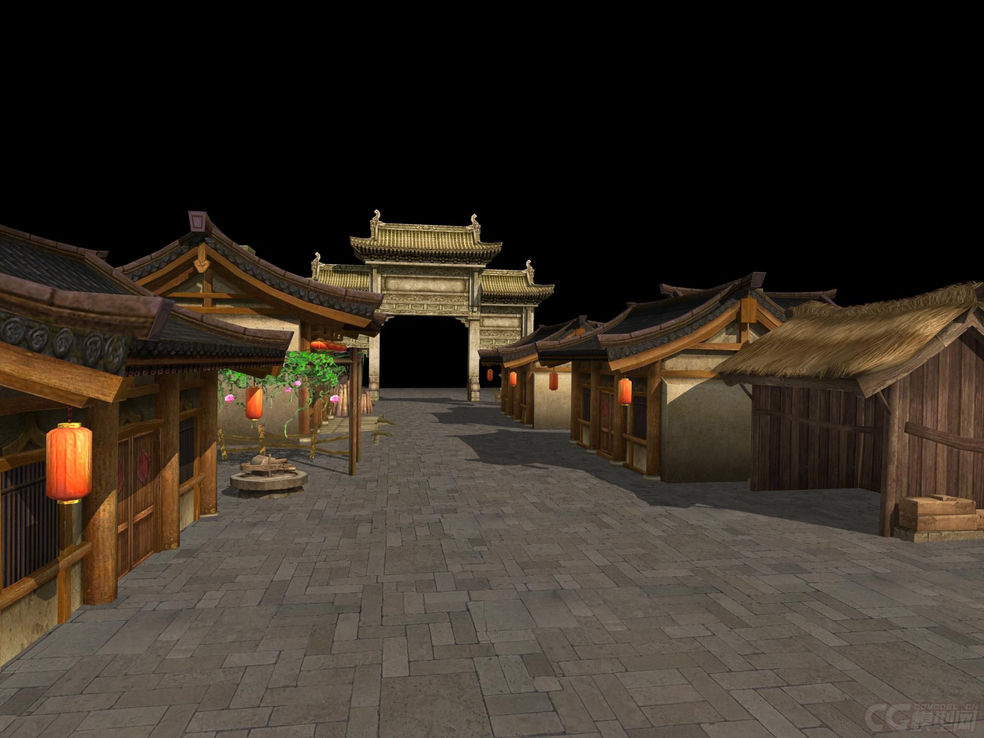 小镇村落_一片云儿作品_场景自然场景_cg模型网