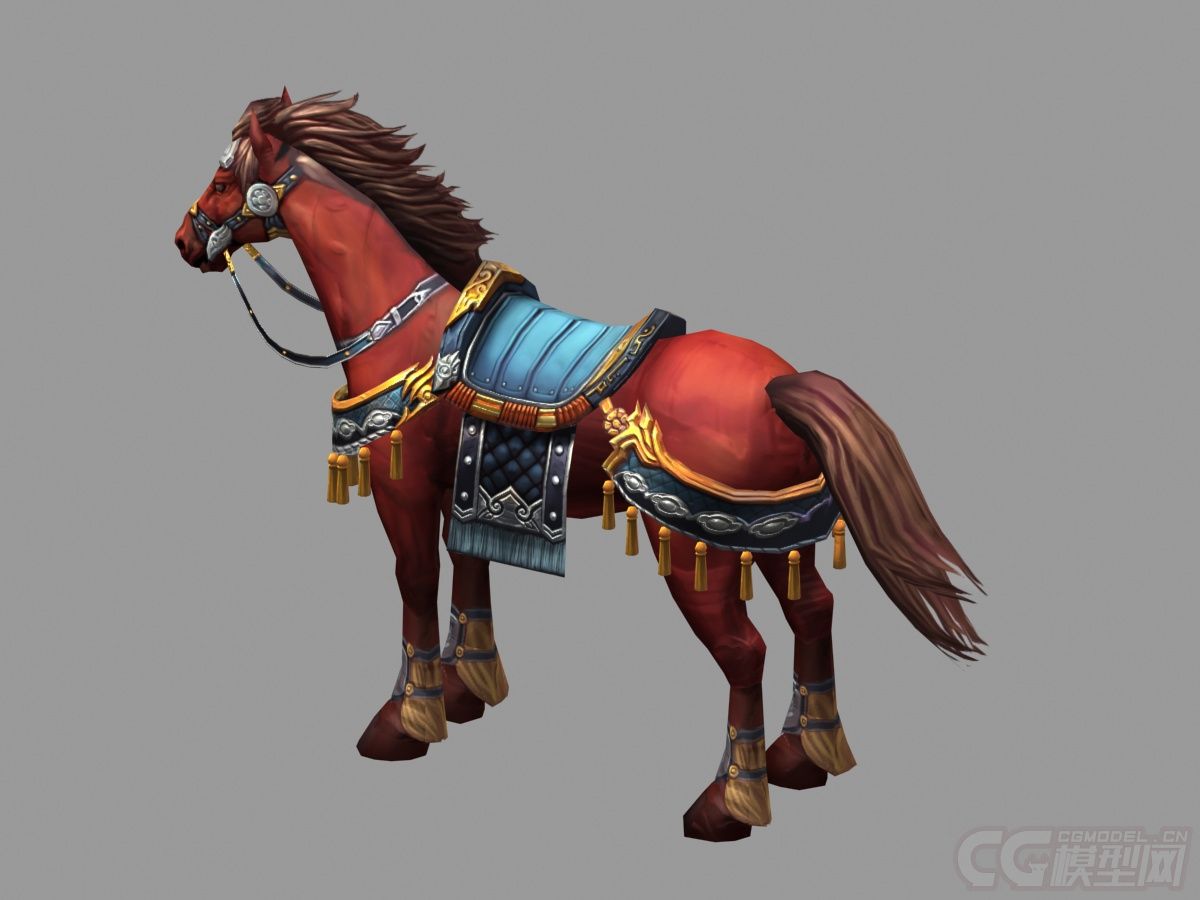 max材质贴图:有材质模型风格:卡通软件版本:12年版本中式战马 坐骑马