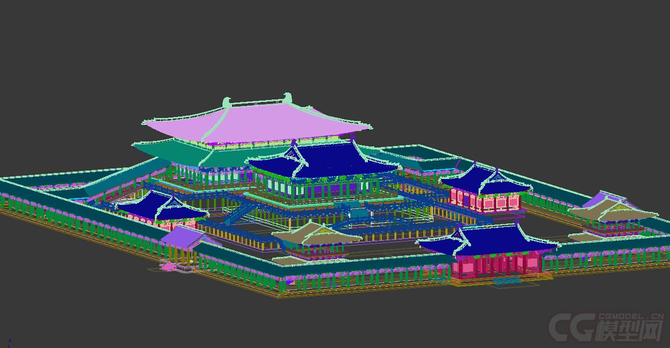 古建筑 唐代古建筑 明故宫 紫辰殿 精细模型 大明宫 宫殿 连廊