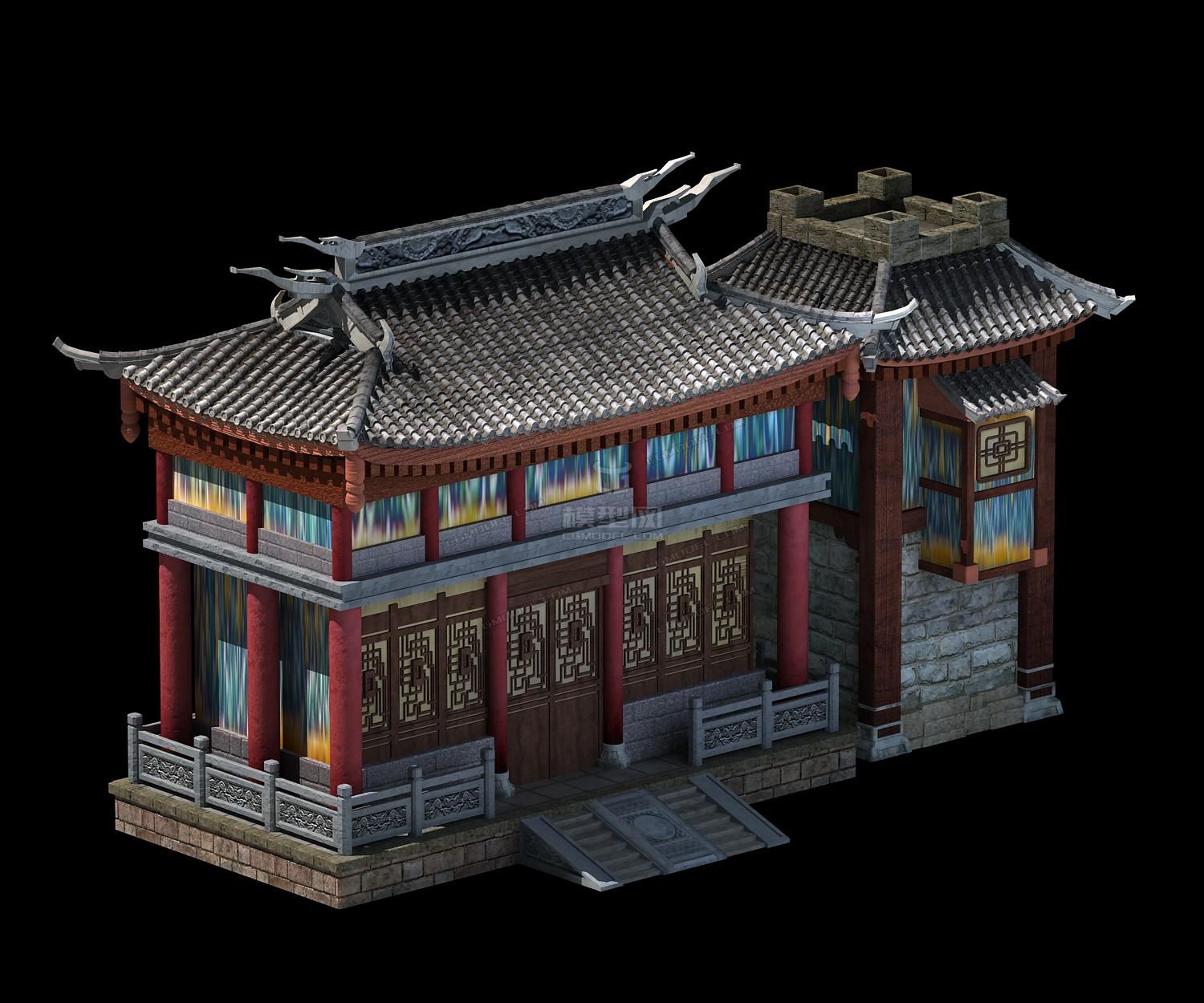 仿古商场 老北京烤鸭店模型模型-古代场景模型库-模型下载-cg模型网