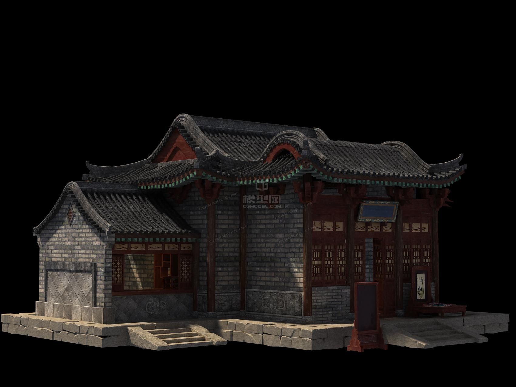 古建 仿古酒楼客栈模型_哈哈哈儿作品_场景自然场景场景自然场景_cg模型网
