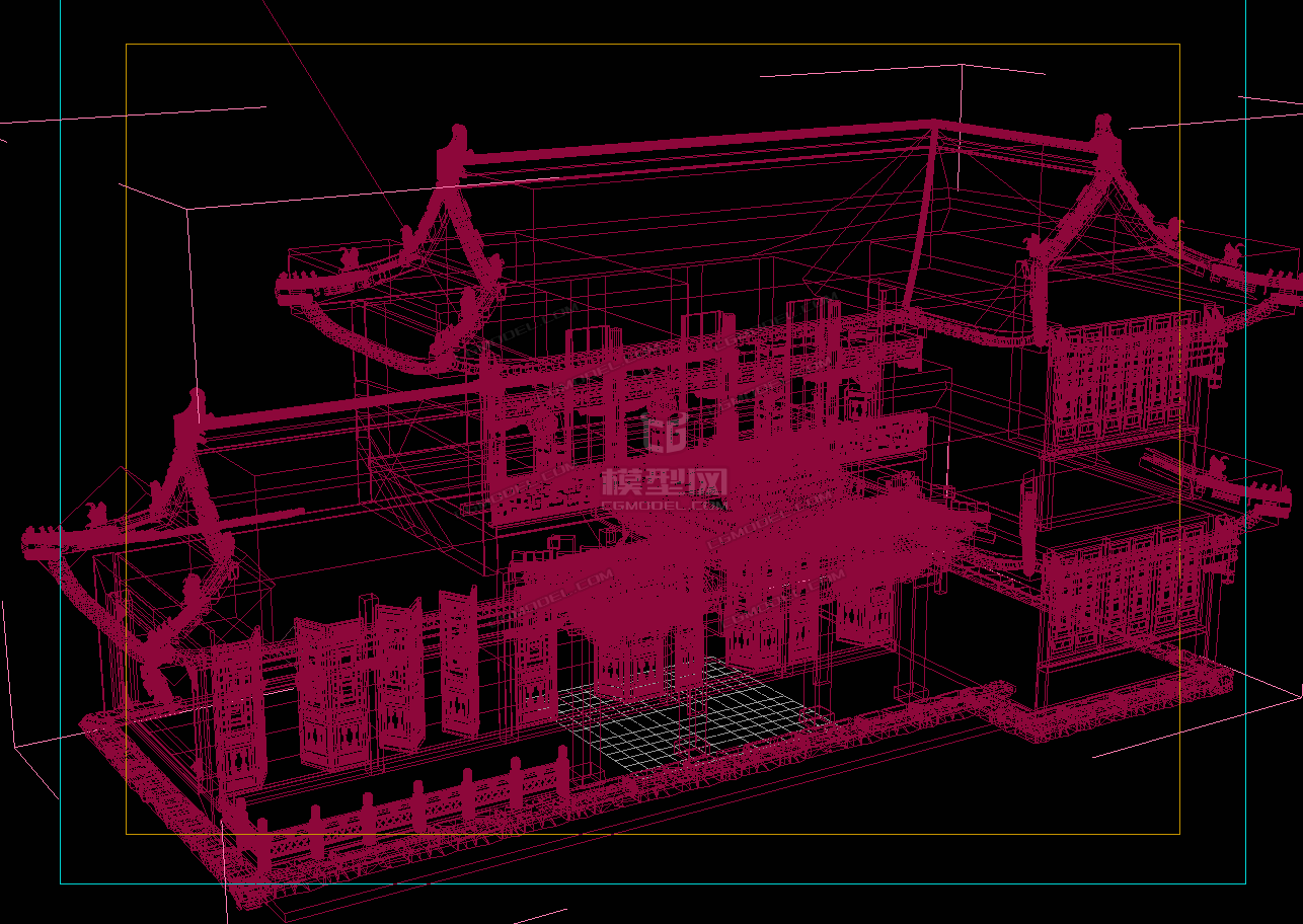 古建酒楼关中客栈模型模型-古代场景模型库-模型下载-cg模型网