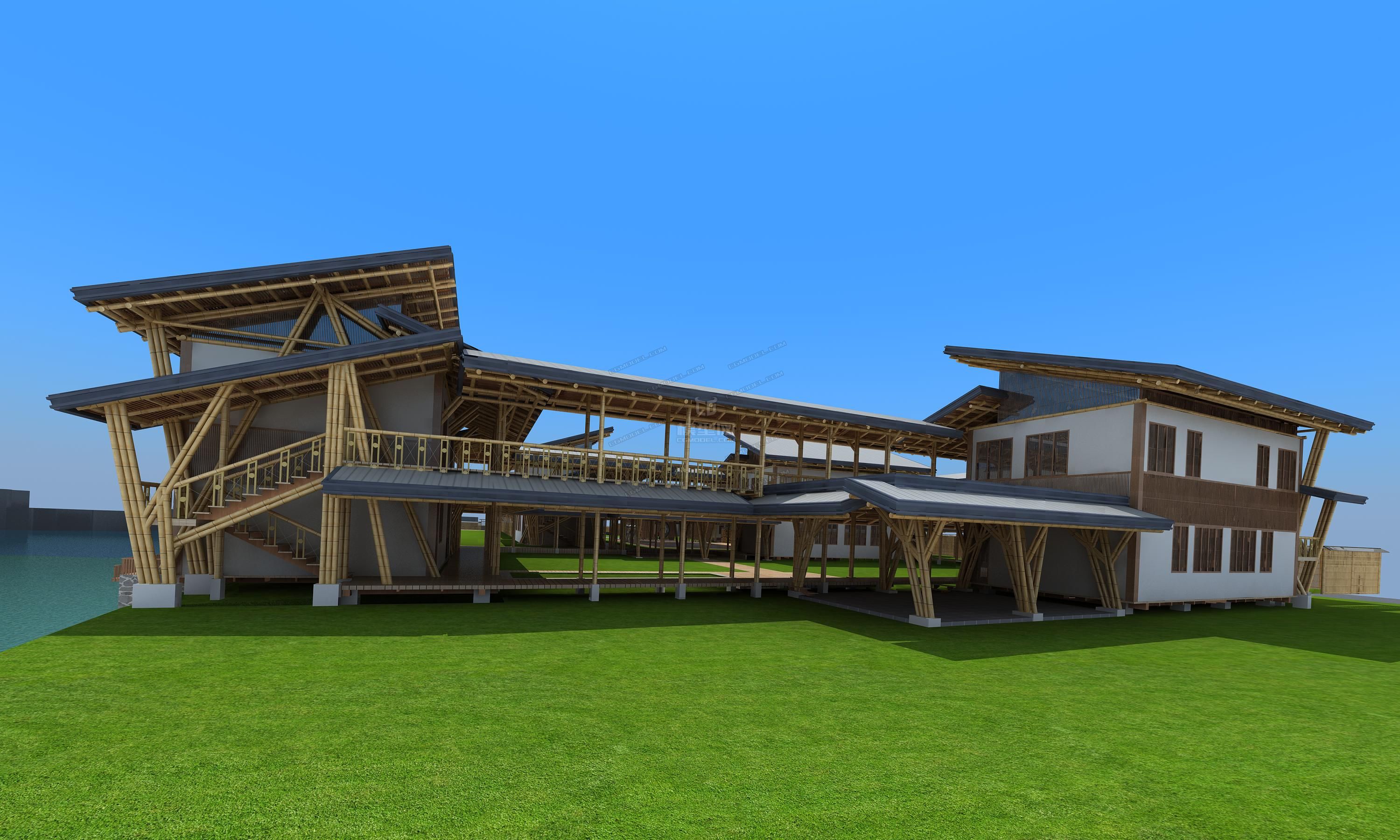 竹子构件做的竹子屋绝对细致看图-自然场景-场景-zz254435740-cg模型