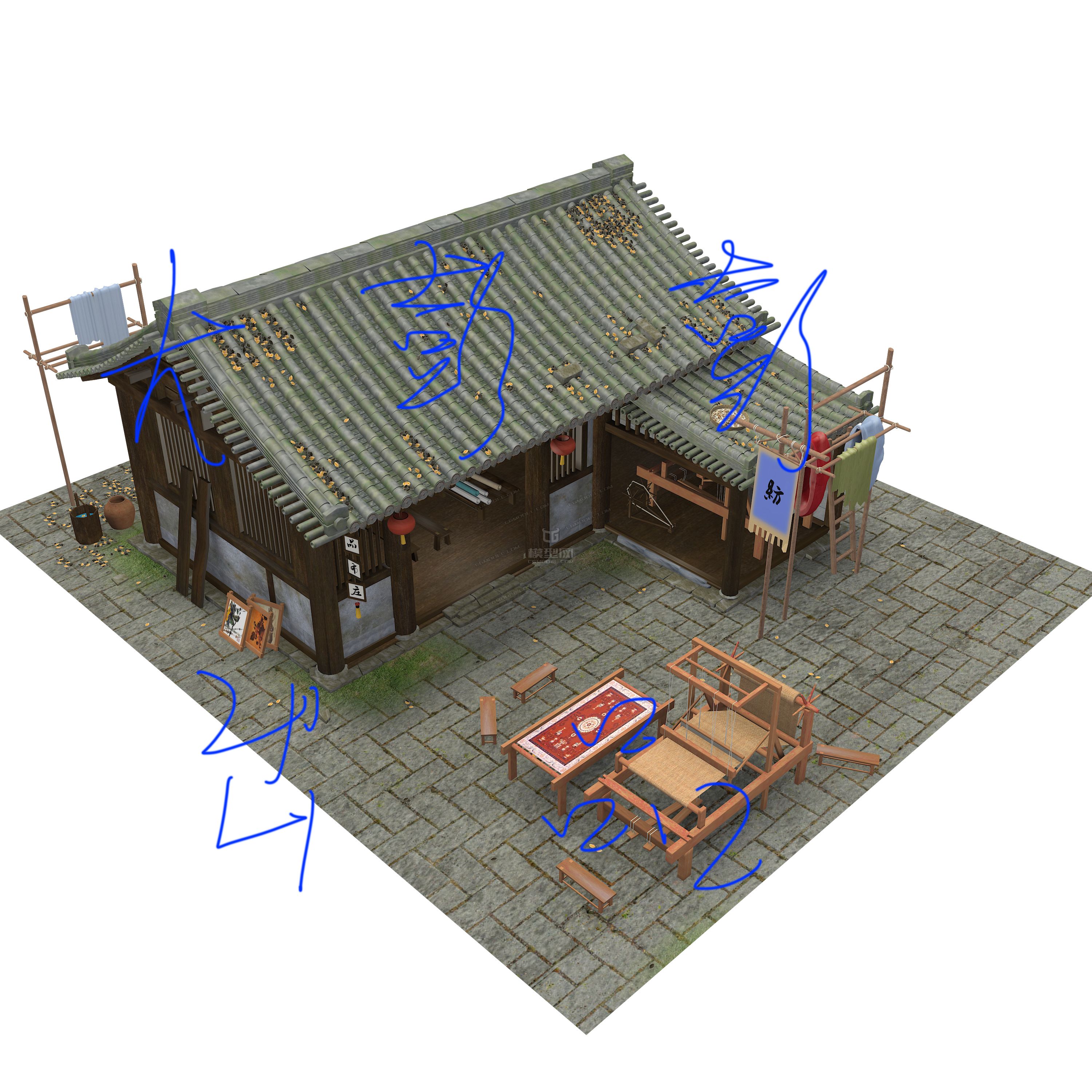 高模写实古建筑房子