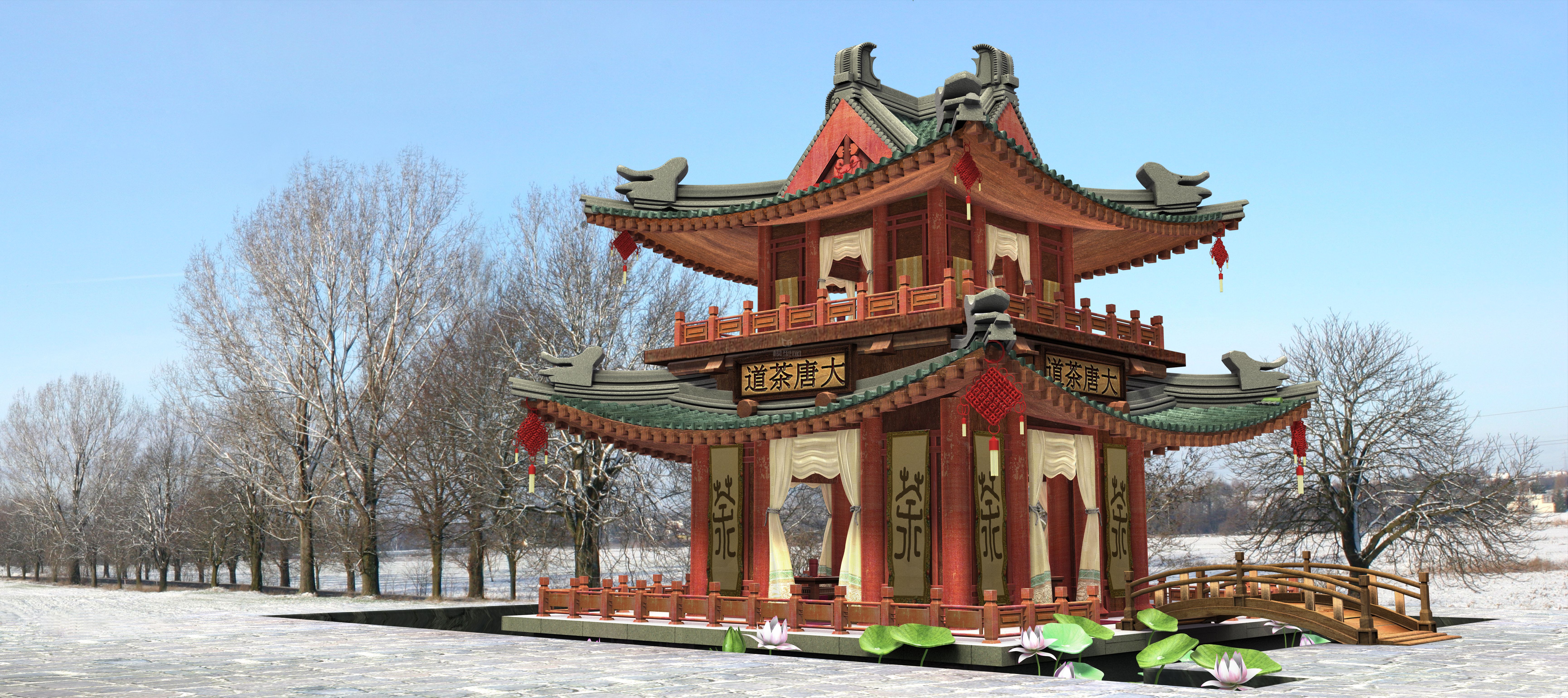 古建筑物酒店房子场景