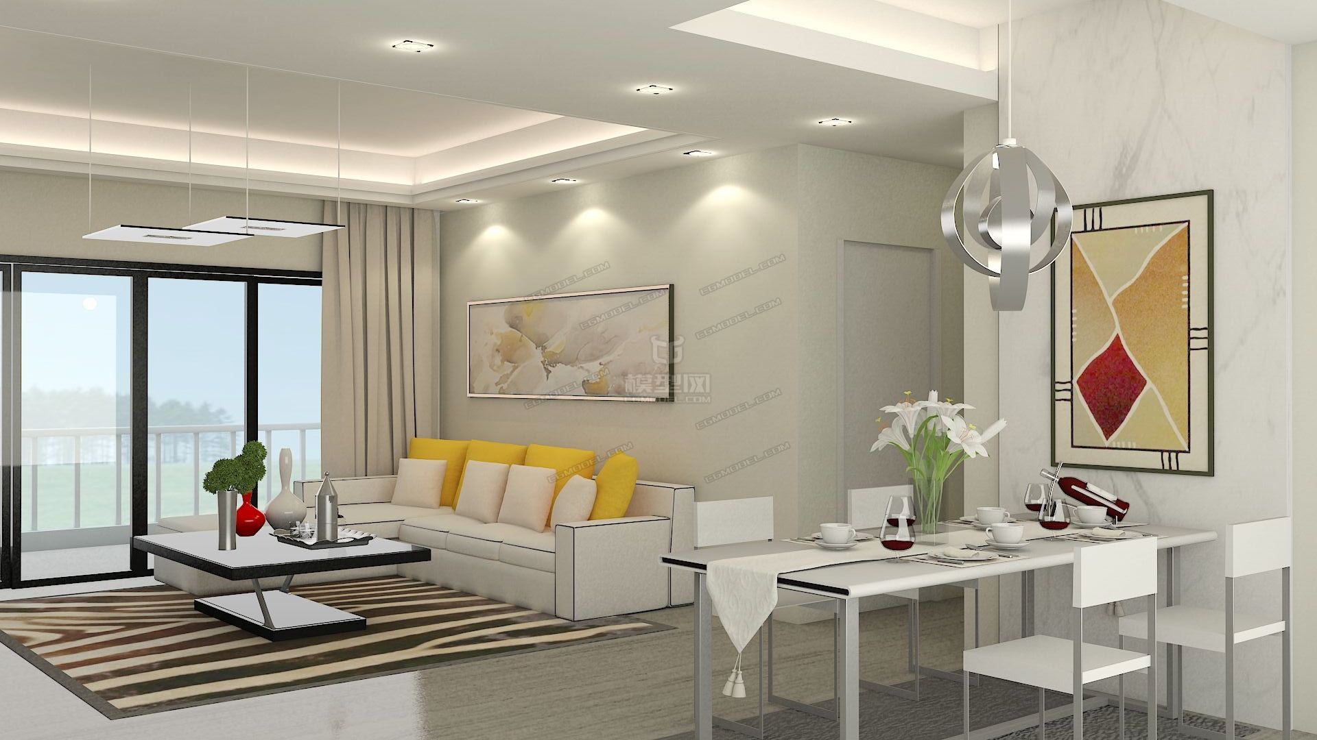 室内场景客厅(含贴图,vray材质灯光)  maya2013文件  需要装vray插件