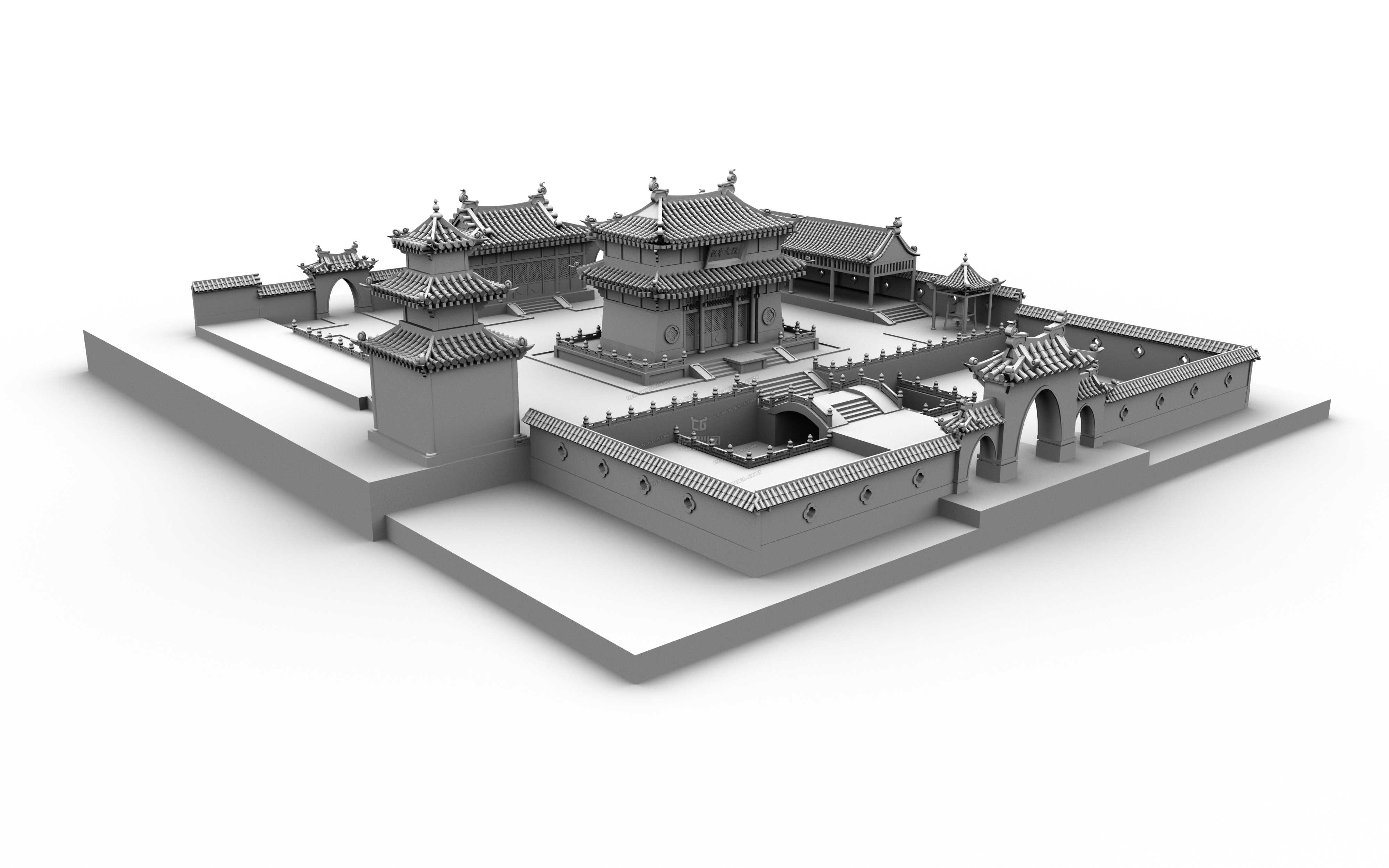 寺院场景,仿古建筑_zafaz123 作品_建筑历史建筑_cg模型网