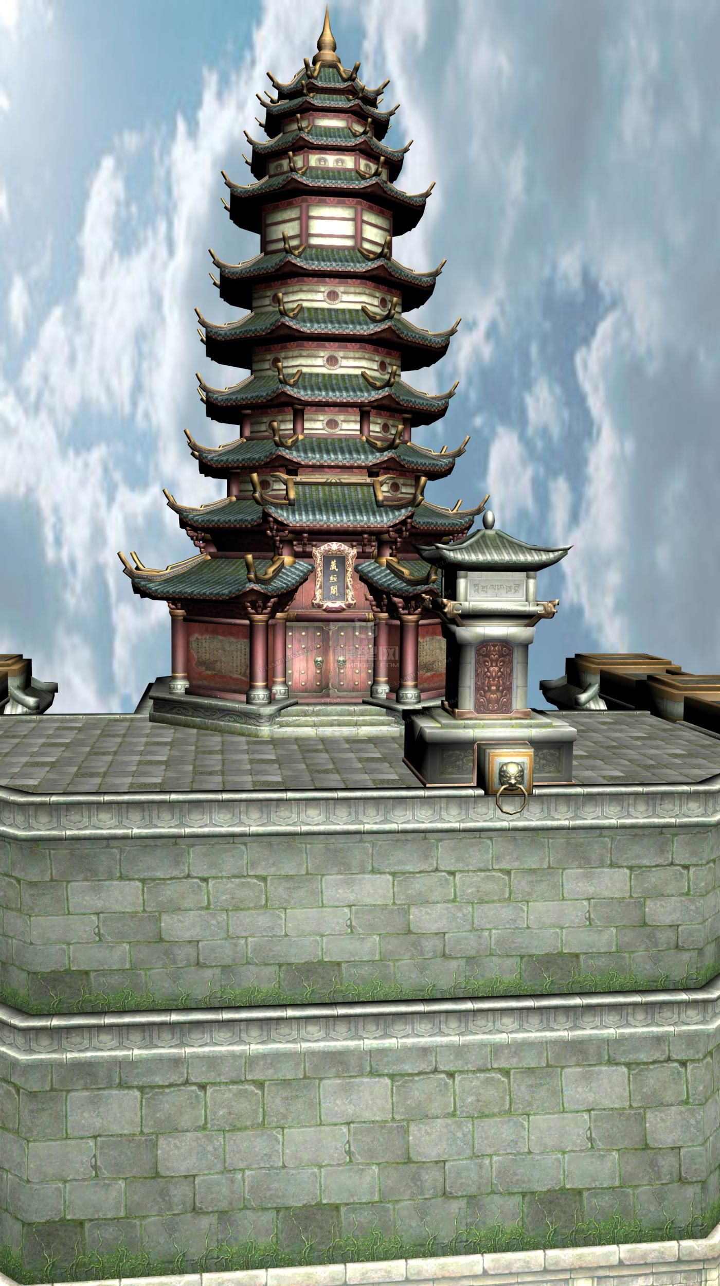 小小藏经阁_haofang147作品_场景自然场景_cg模型网