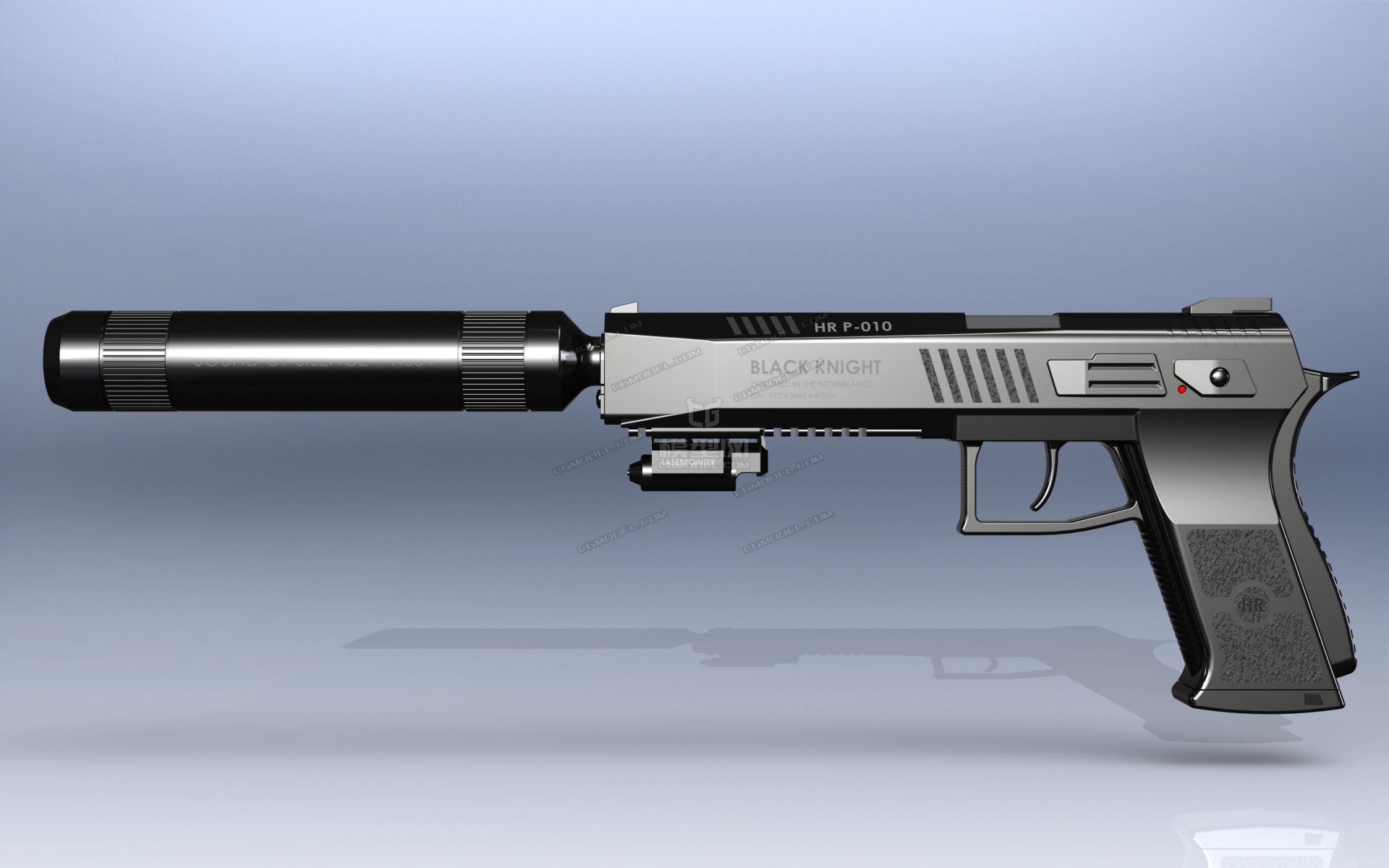 hr p-010 手枪 消声器_l`h作品_武器枪械模型_cg模型网
