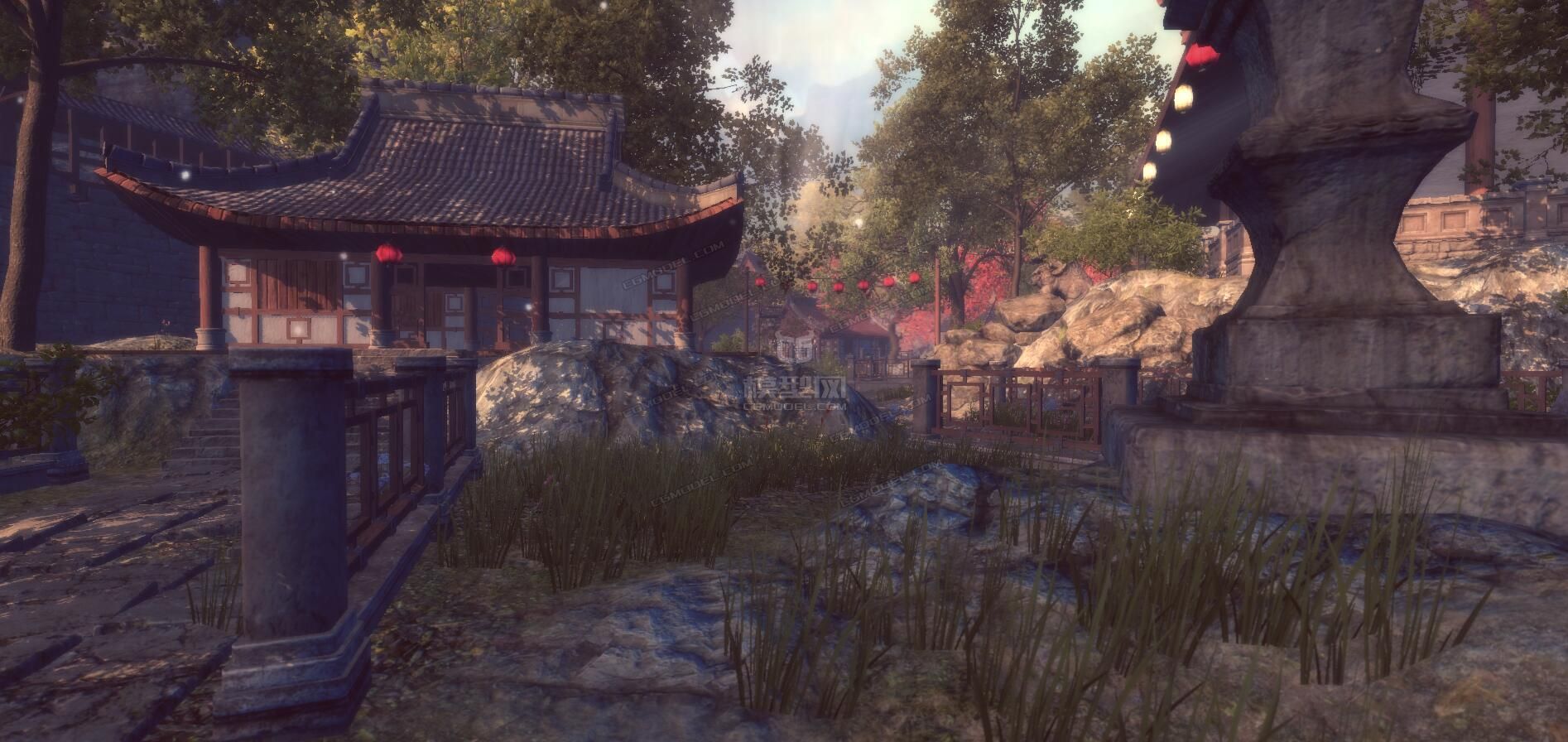 中国风 古代场景 虚拟现实VR 古建 游戏场景 武侠 竹林模型-古代场景模型库-Unity模型下载-cg模型网