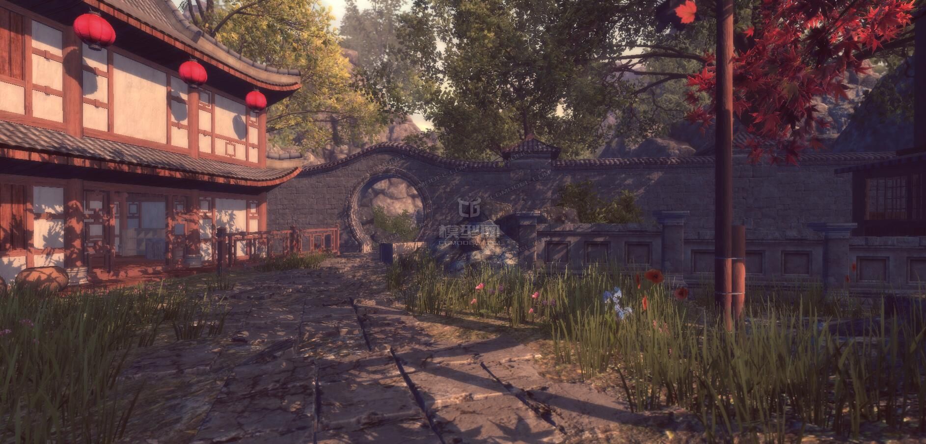 中国风 古代场景 虚拟现实VR 古建 游戏场景 武侠 竹林模型-古代场景模型库-Unity模型下载-cg模型网