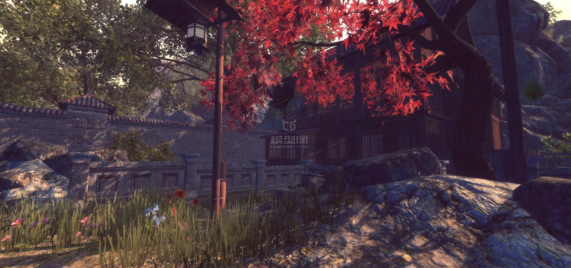 中国风 古代场景 虚拟现实VR 古建 游戏场景 武侠 竹林模型-古代场景模型库-Unity模型下载-cg模型网