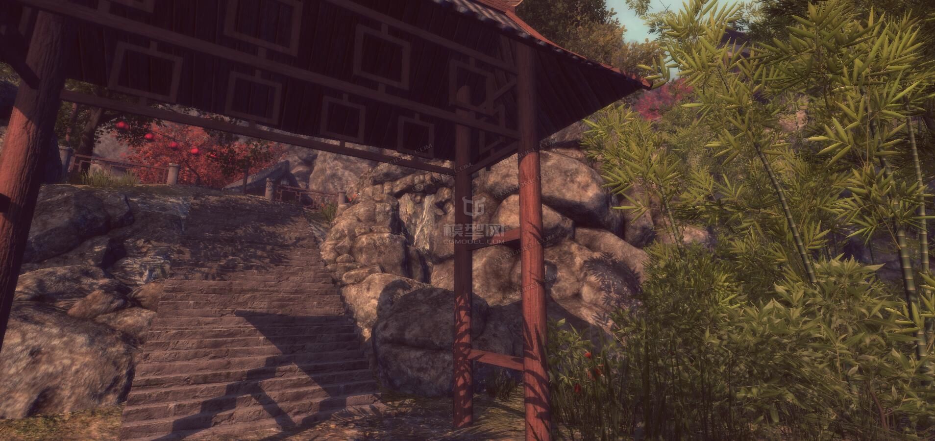 中国风 古代场景 虚拟现实VR 古建 游戏场景 武侠 竹林模型-古代场景模型库-Unity模型下载-cg模型网