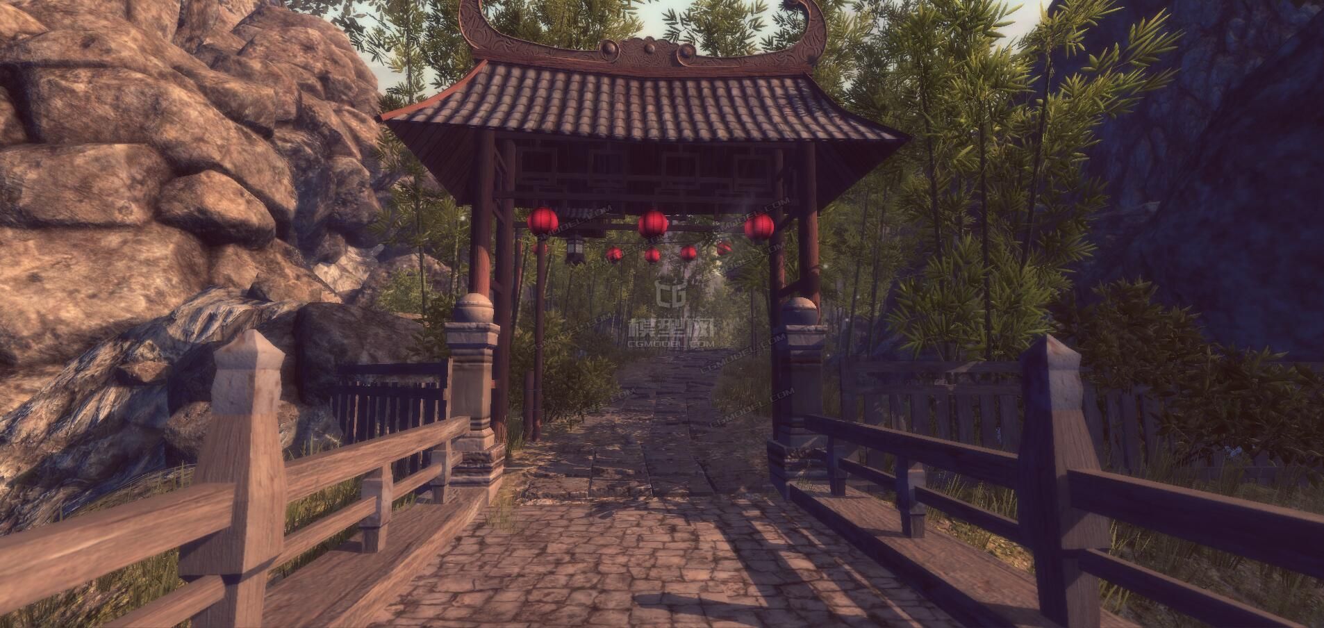 中国风 古代场景 虚拟现实VR 古建 游戏场景 武侠 竹林模型-古代场景模型库-Unity模型下载-cg模型网