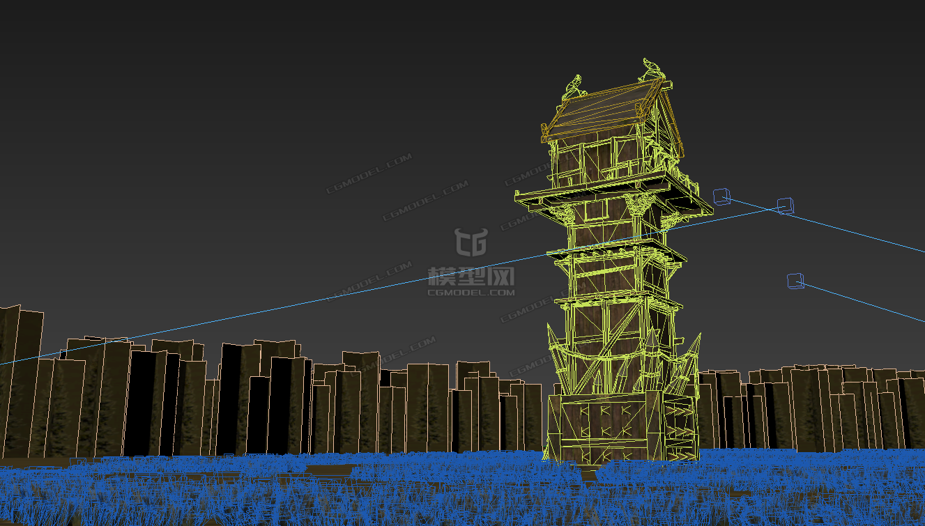 古代哨塔骑楼建筑3D场景模型44模型-场景部件模型库-3ds Max(.max)模型下载-cg模型网