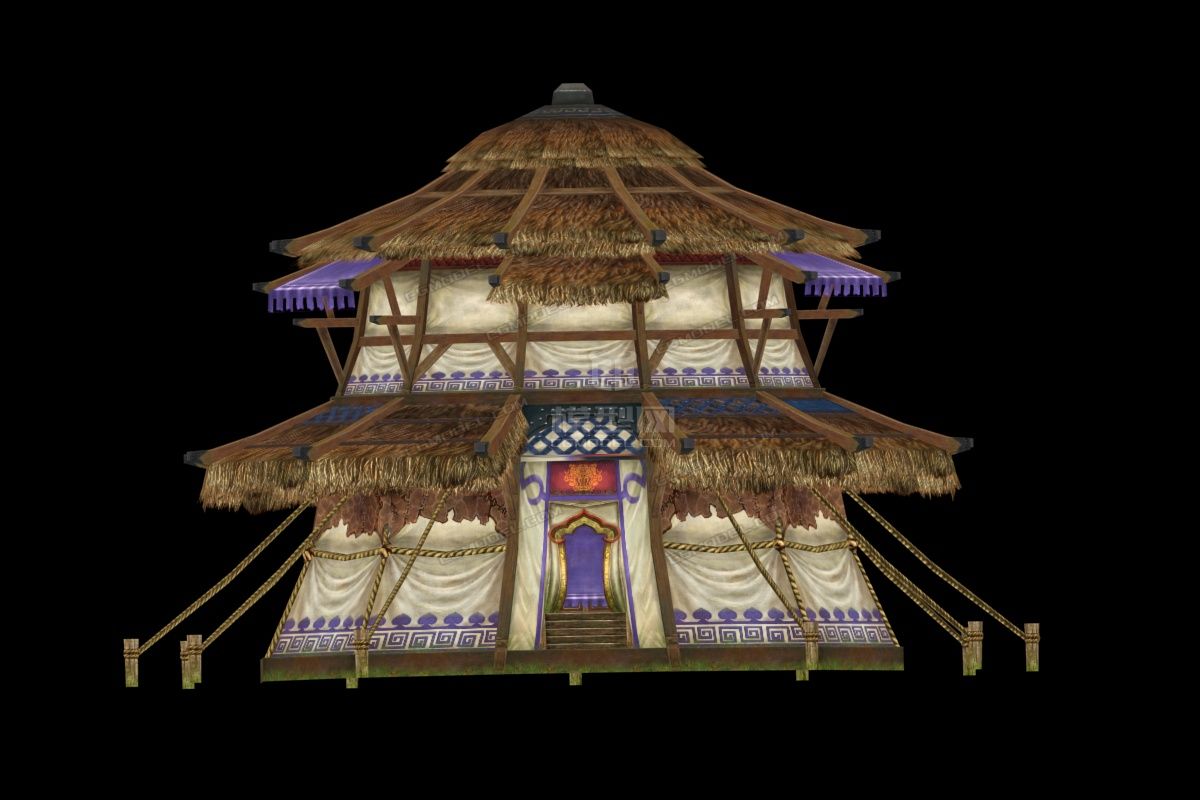 自制军营帐篷军帐低模手绘