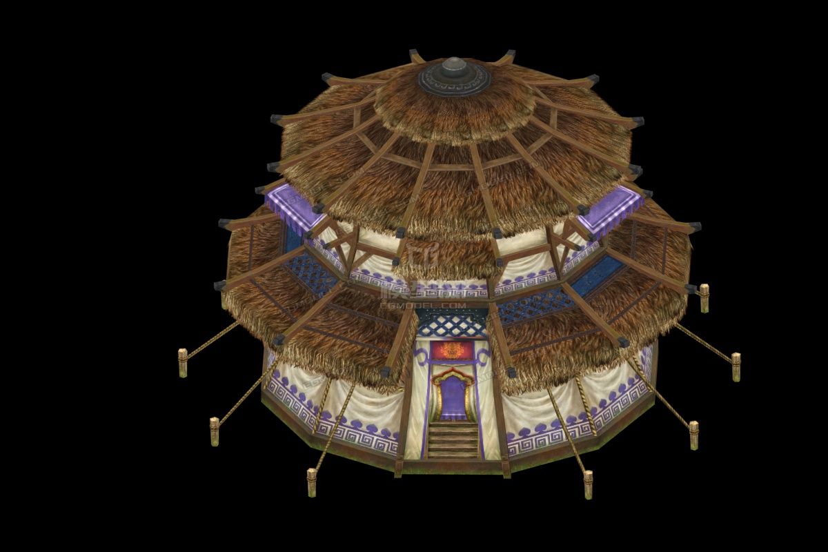 自制军营帐篷军帐低模手绘