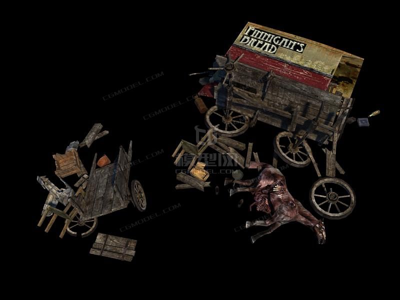 马革裹尸,破掉的 马车,被抢劫后的场景.zip