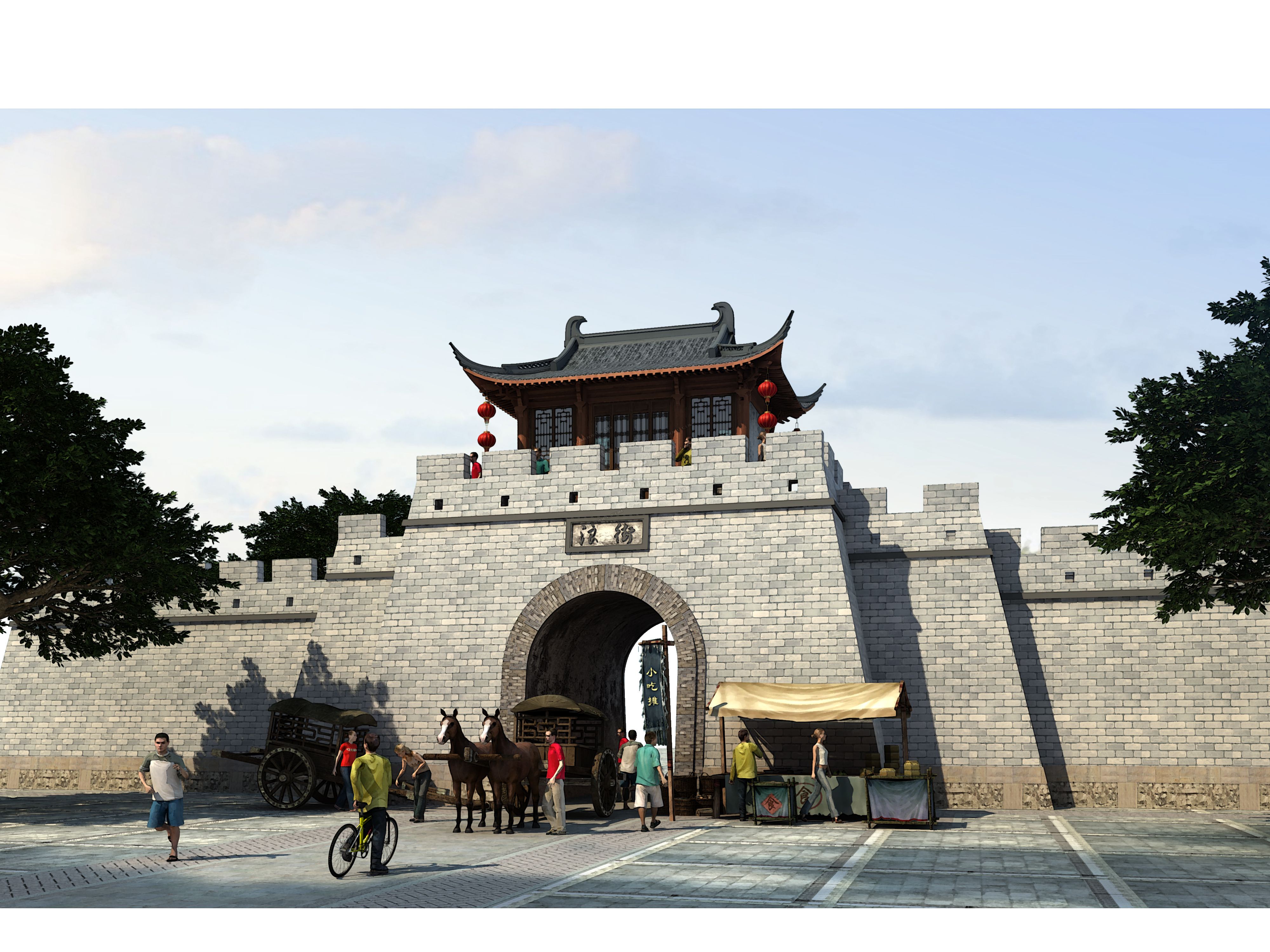 城门楼模型 城墙