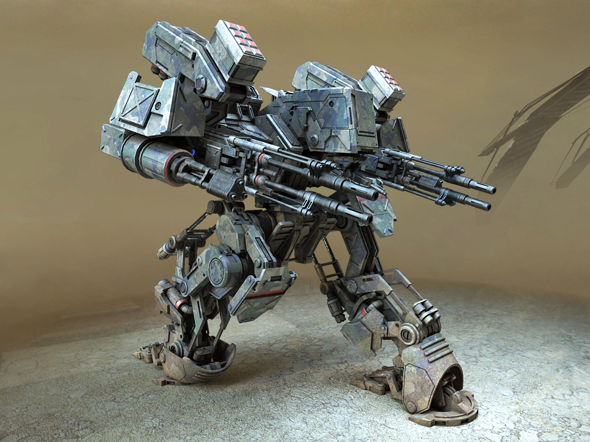 【带绑定带动画】科幻机甲战士,杀戮机器,战争机器,武装机器人,智能