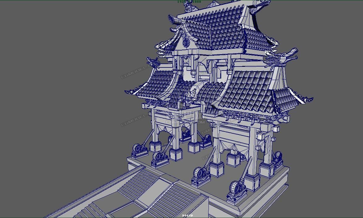 中国古代建筑模型 大门模型-古代场景模型库-Maya(.ma/.mb)模型下载-cg模型网